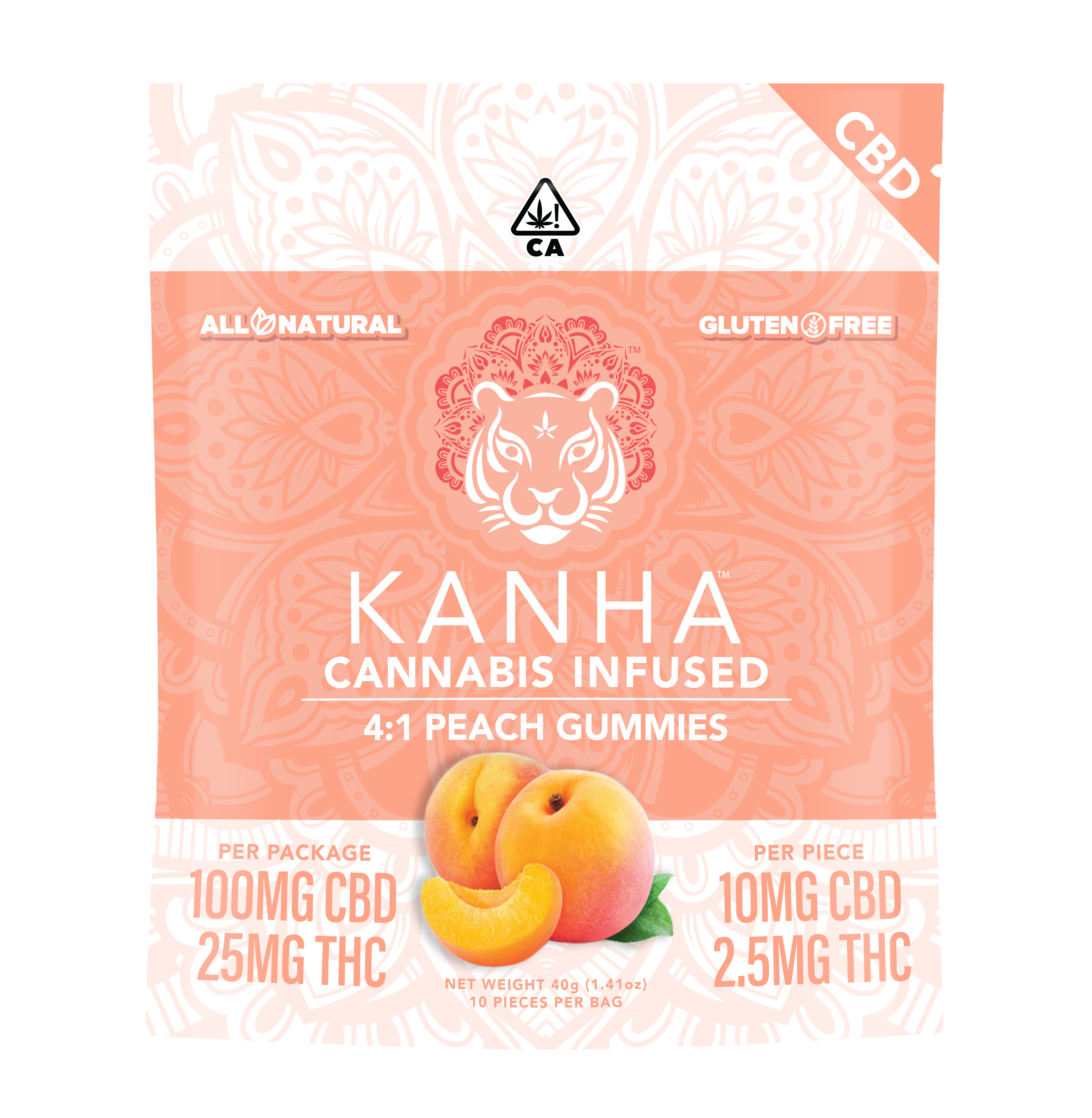 Kanha - 4:1 CBD Peach Gummies